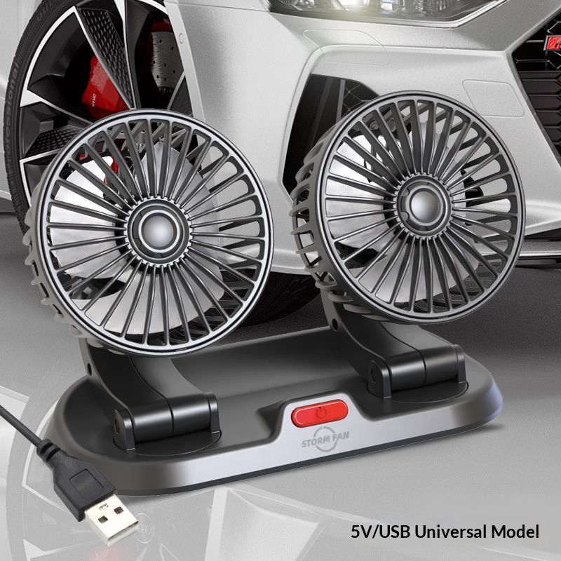 360° Adjustable Dual-Head Car Fan